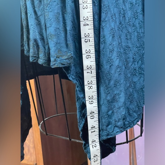 Intimately Free People soft T-shirt dress, teal, with handkerchief hem. - Picture 4 of 11